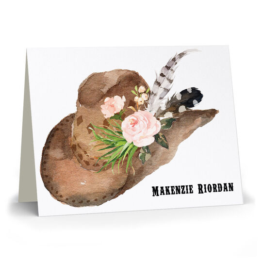 Feathered Western Hat Folded Note Cards